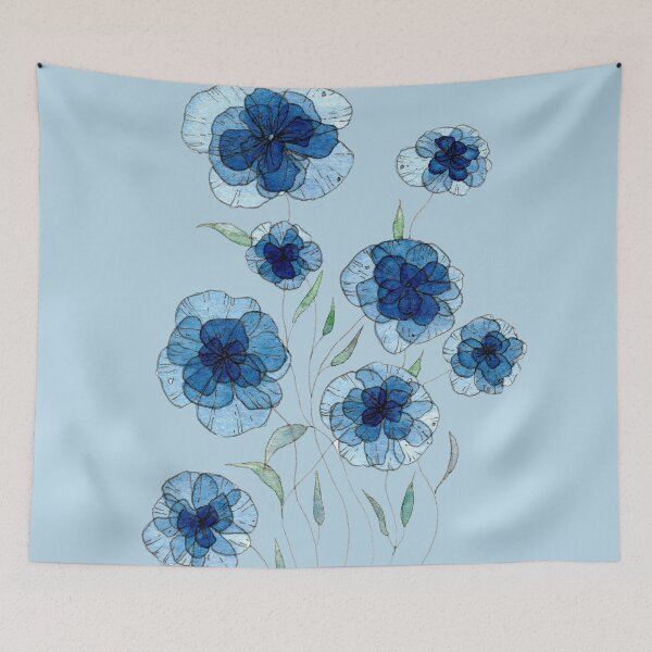 Item preview, Deep blue flowers designed and sold by María Casas Watercolour Designs.
