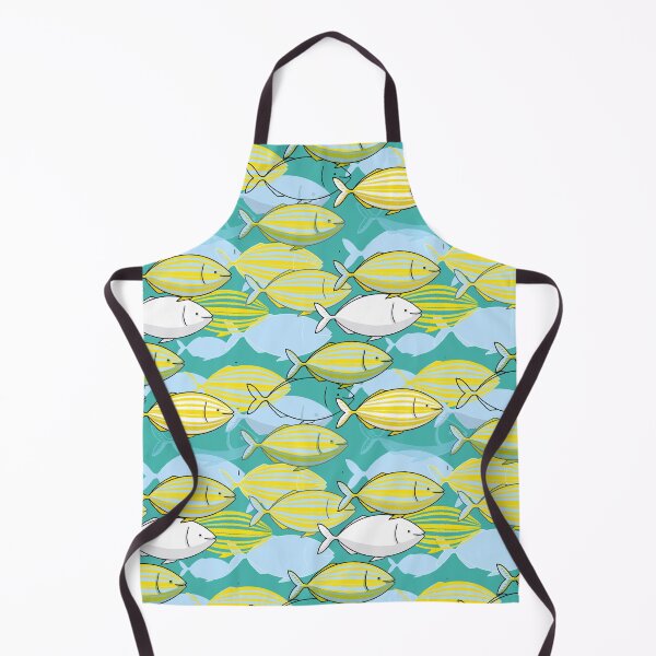 Item preview, Salpa Salpa or dreamfish illustration with pattern of yellow striped fishes from the Mediterranean Sea on mint background designed and sold by tostoini.