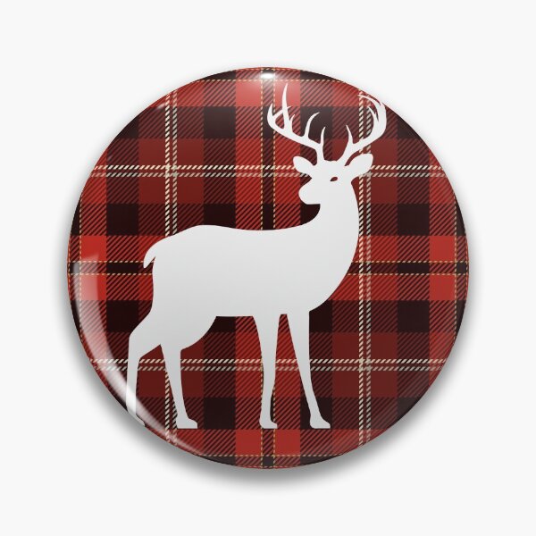 Artikelvorschau, Red Buffalo Plaid Cottage Cabin Weihnachtshirsch-Silhouette entworfen und verkauft von IamTrending.