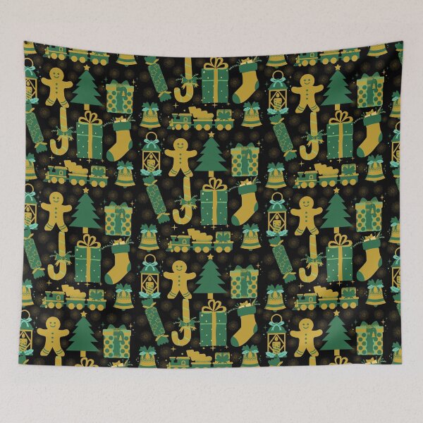 Item preview, Christmas Patterns green and gold designed and sold by mpandam.