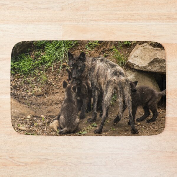 Item preview, Black Wolf With Pups designed and sold by WolvesOnly.