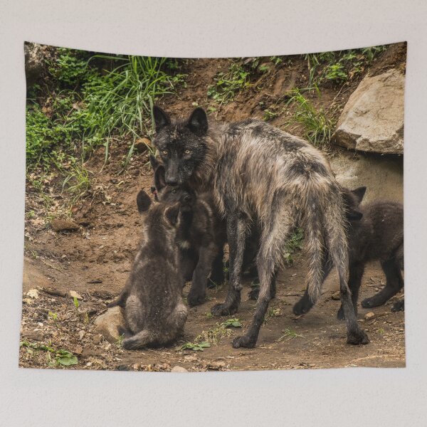 Item preview, Black Wolf With Pups designed and sold by WolvesOnly.
