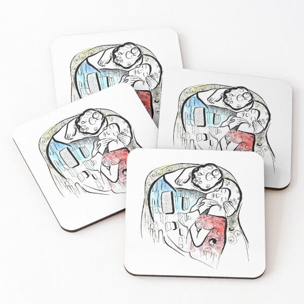 Item preview, One-line Klimt art piece "the kiss" designed and sold by dariasediha.