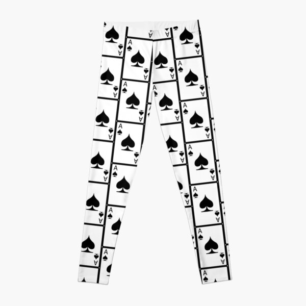 Best Seller Ace of Spades Leggings, Black & White Women Teens