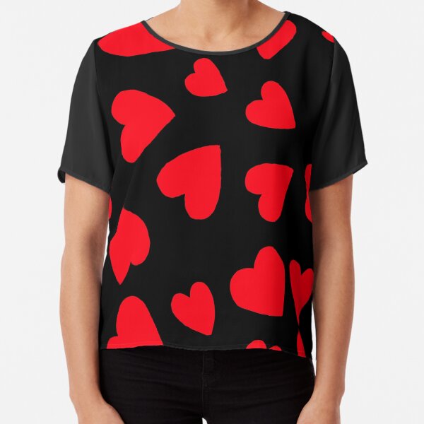 Hearts Pattern Chiffon Top