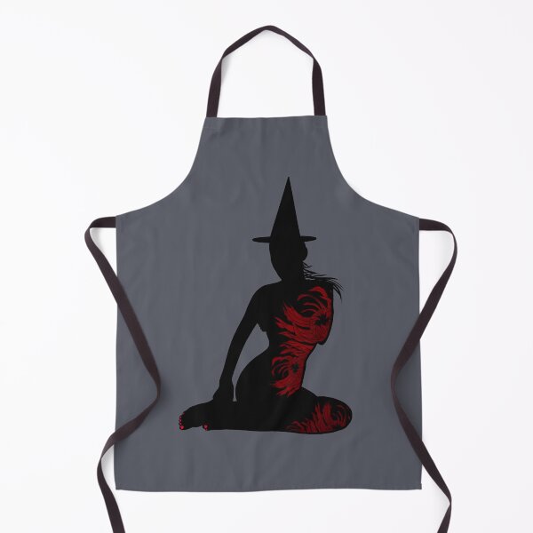 Item preview, Black sensual silhouette of witch and red chrysanthemums with black hat Halloween darkness designed and sold by BV-creas.