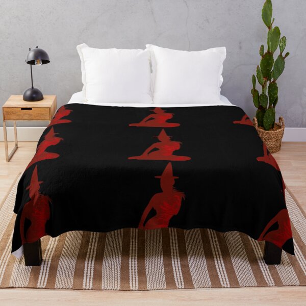 Item preview, Red sensual silhouette of witch and red chrysanthemums with Halloween hat designed and sold by BV-creas.