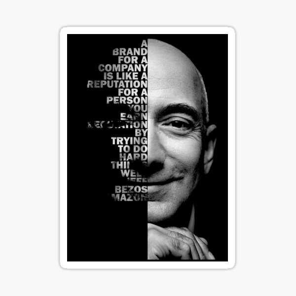 Item preview, Black and white Jeff Bezos inspirational quote designed and sold by The Wise Fortress.