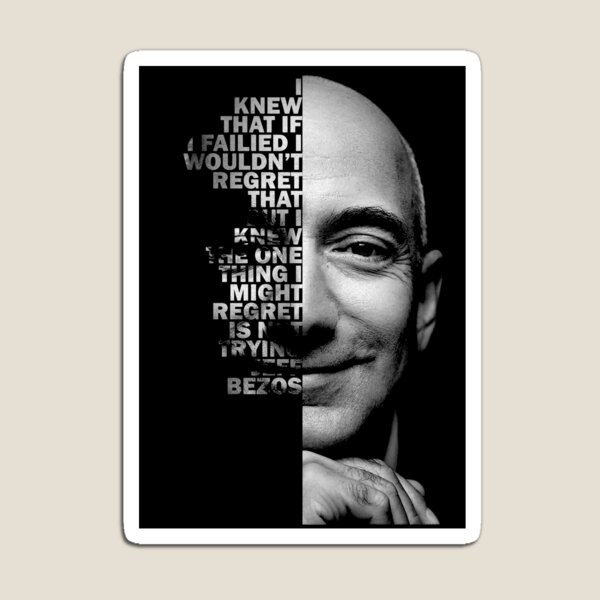 Item preview, Black and white Jeff Bezos inspirational quote designed and sold by The Wise Fortress.