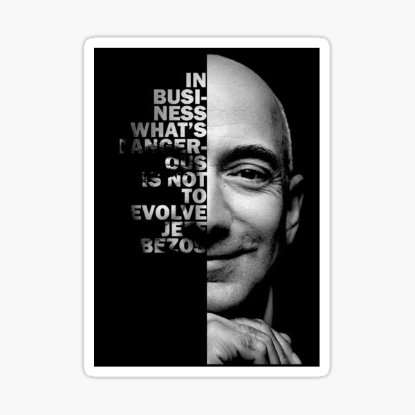 Item preview, Black and white Jeff Bezos inspirational quote designed and sold by The Wise Fortress.