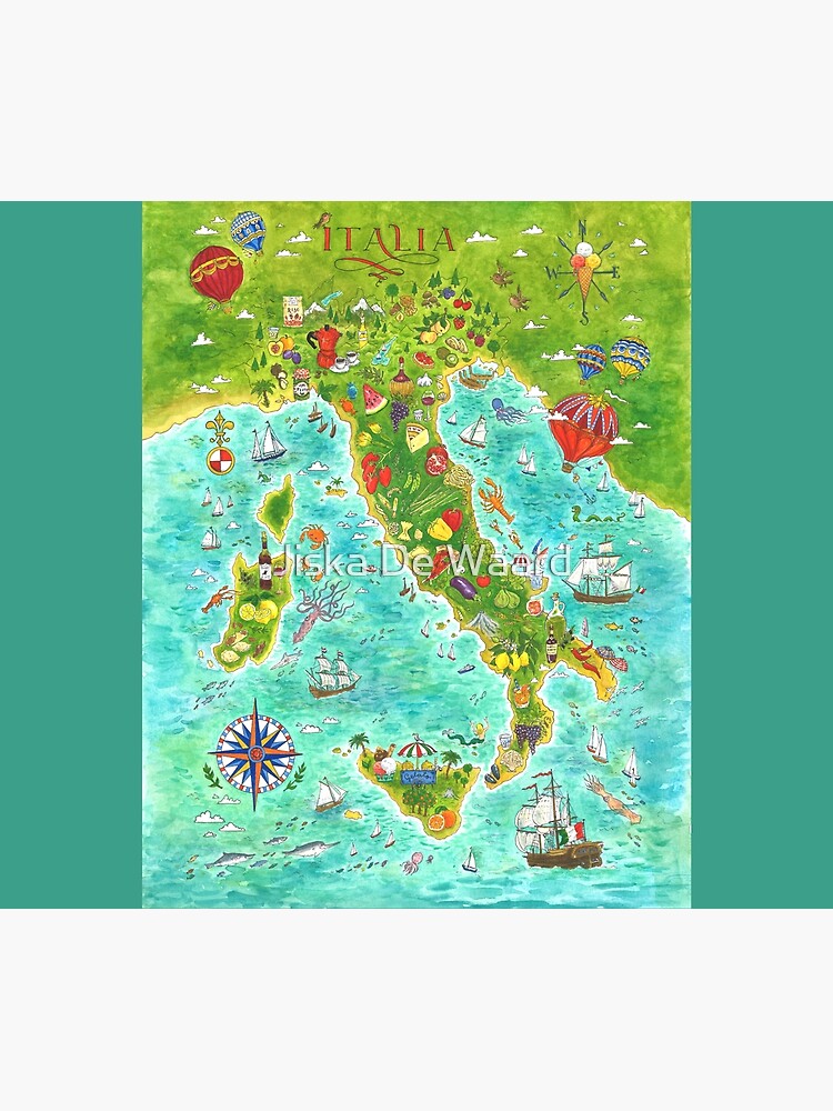 Thumbnail 5 of 5, Comforter, Map Italian food designed and sold by Jiska-de-Waard.