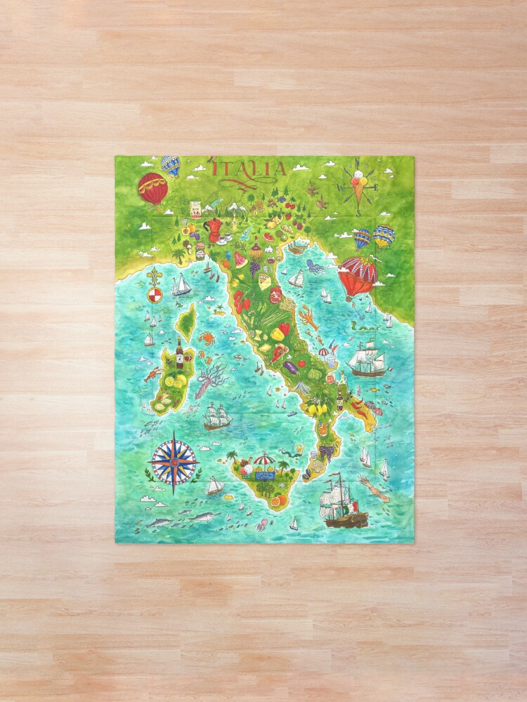 Thumbnail 1 of 5, Comforter, Map Italian food designed and sold by Jiska-de-Waard.