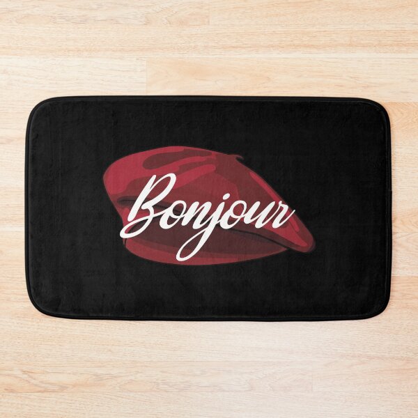 Item preview, Red French Beret with the word 'bonjour' in it designed and sold by Fruit-Tee.