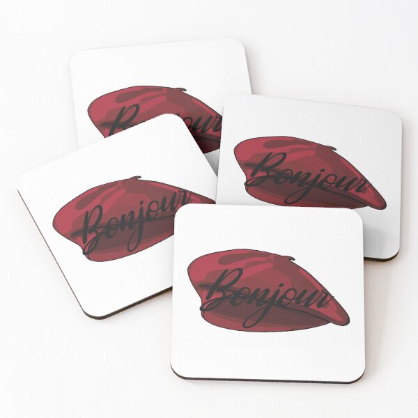 Item preview, Red French Beret with the word 'bonjour' in it designed and sold by Fruit-Tee.