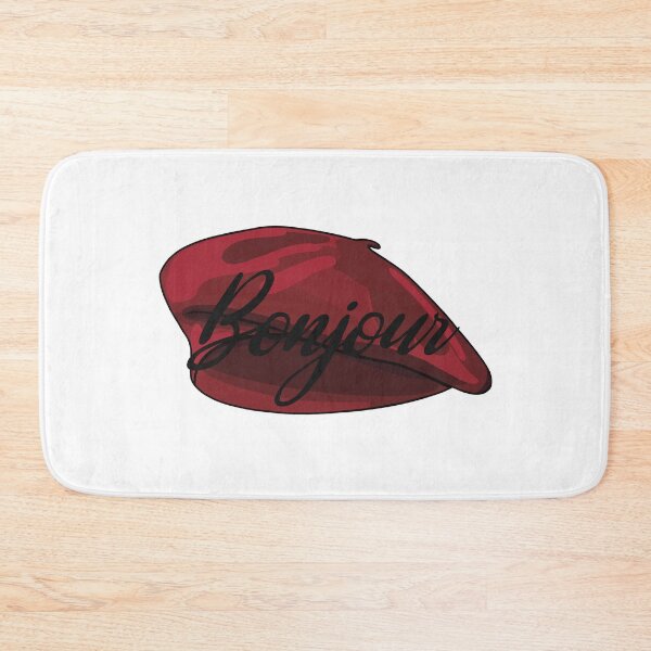 Item preview, Red French Beret with the word 'bonjour' in it designed and sold by Fruit-Tee.