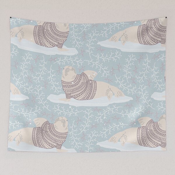 Item preview, Walrus in winter clothes, winter pattern designed and sold by Marianne1108.