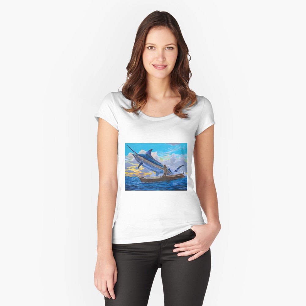 Vista previa del artículo con la obra «Camiseta entallada de cuello ancho», diseñado y vendido por Bluemarlin.