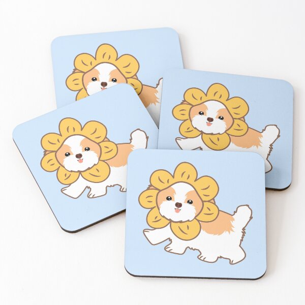 Item preview, Shih Tzu Dog with Flower Hat - Blue designed and sold by Lulupainting.