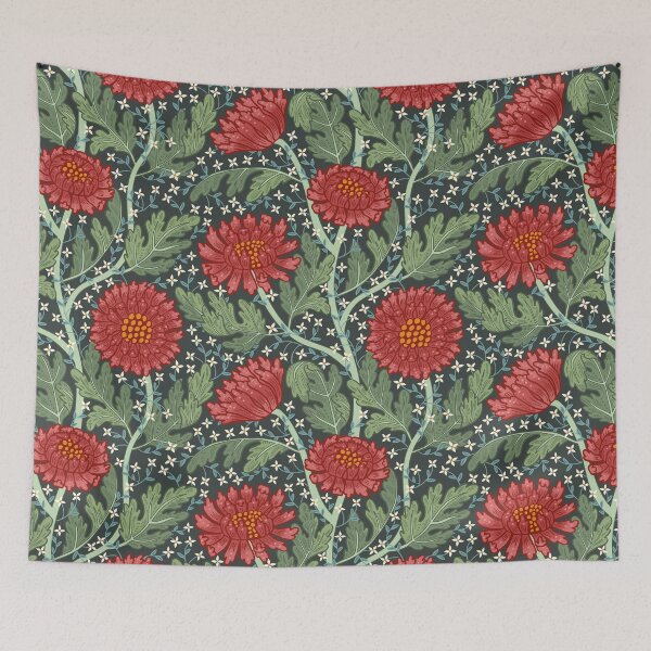 Item preview, Arts and crafts red chrysanthemum pattern  designed and sold by DeKoro.
