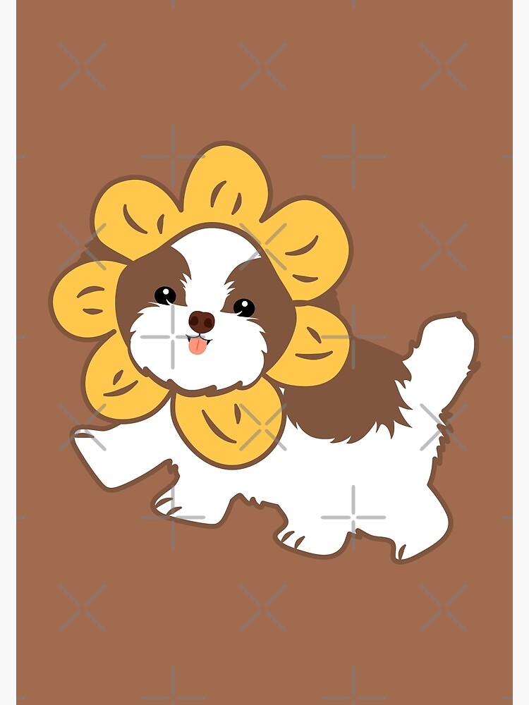 "Shih Tzu Dog with Flower Hat Brown" Poster for Sale by Lulupainting