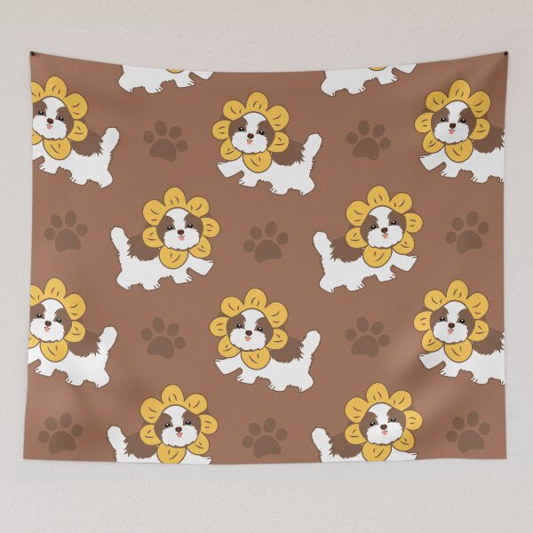 Item preview, Shih Tzu Dog with Flower Hat - Brown designed and sold by Lulupainting.
