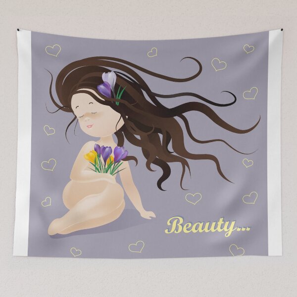 Item preview, Beautiful girl with spring flowers #1 - culture women art modern painting designed and sold by randomorder.