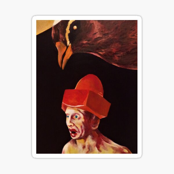 Nutcap and a bird (oilpainting) Sticker