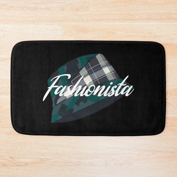 Item preview, Blue, beige and green tartan hat with the word 'fashionista' written over it    designed and sold by Fruit-Tee.