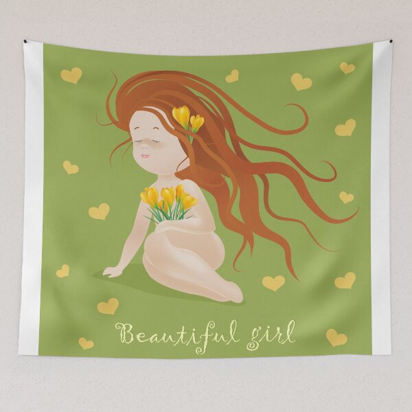 Item preview, Beautiful girl with spring flowers #3 - culture women art modern painting designed and sold by randomorder.