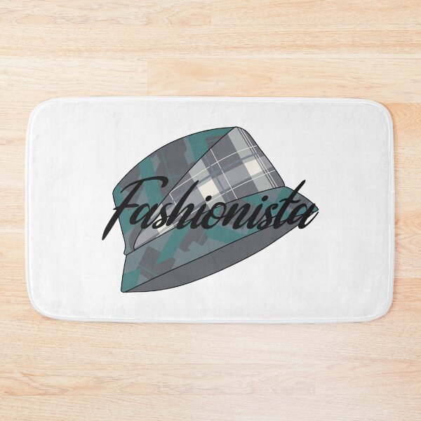 Item preview, Blue, beige and green tartan hat with the word 'fashionista' written over it    designed and sold by Fruit-Tee.