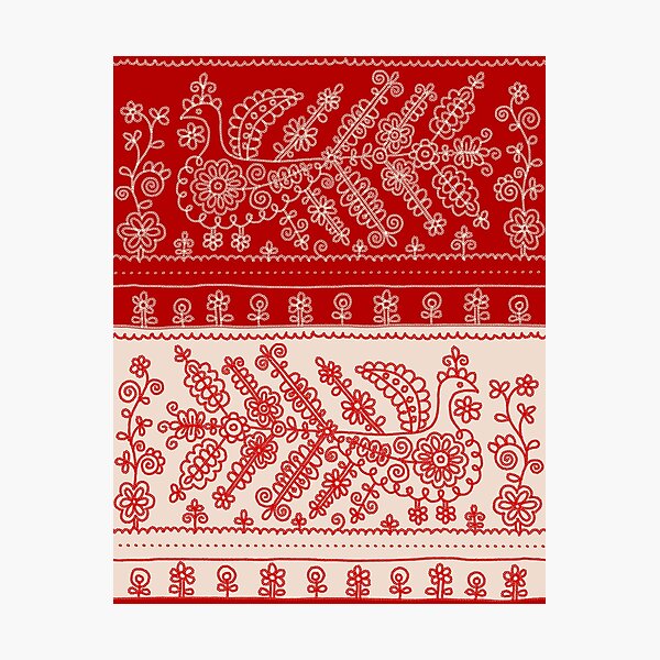 Item preview, Karelian red and white embroidery bird designed and sold by 1enchik.