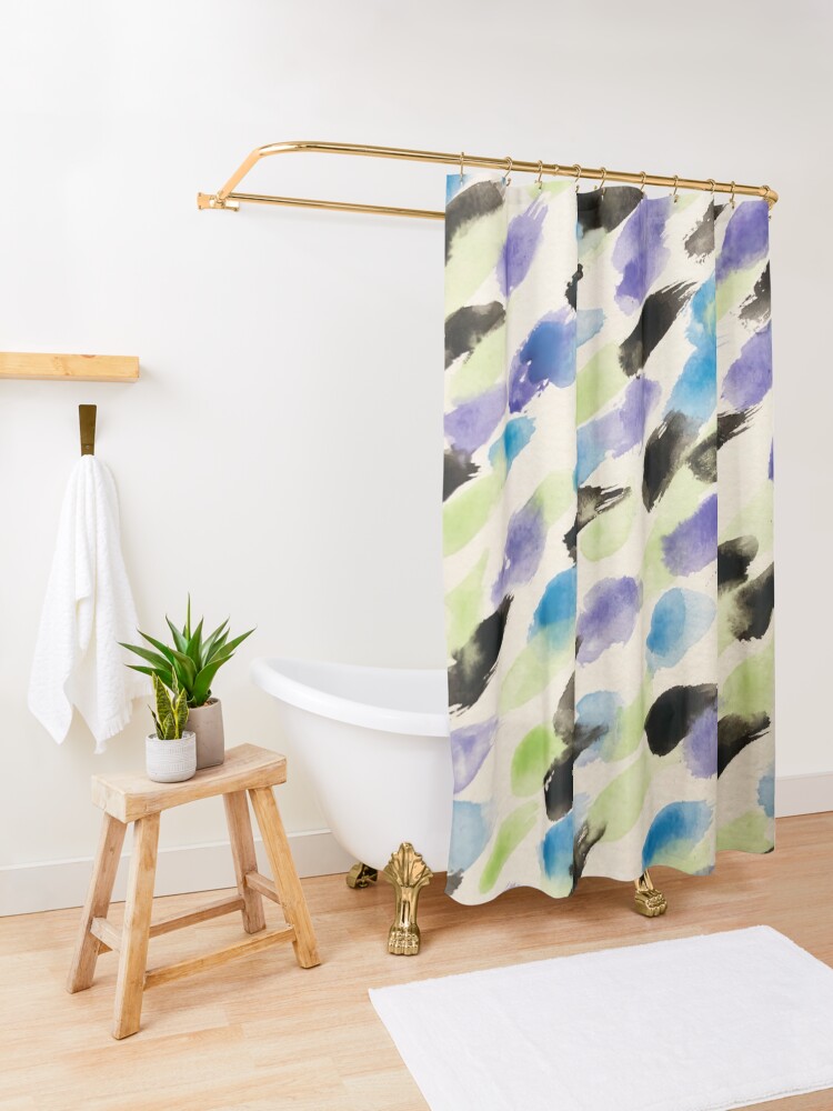 Alternate view of Rain Watercolor - Abstract Art Shower Curtain