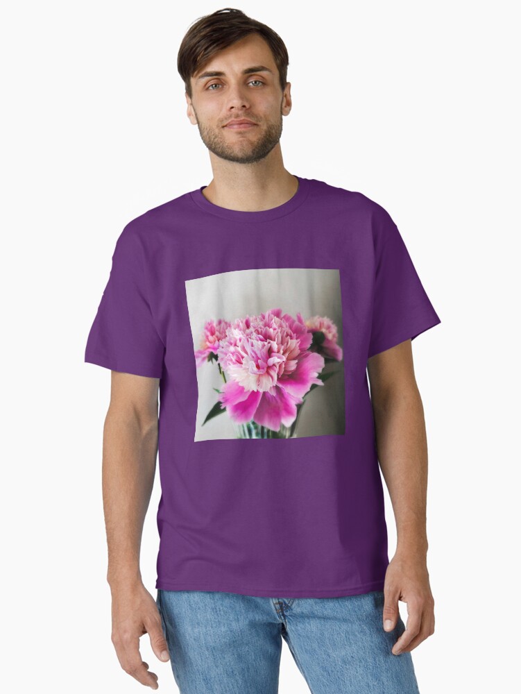 Thumbnail 1 of 7, Classic T-Shirt, Gift for Gardener - Pink Peonies designed and sold by OneDayArt.