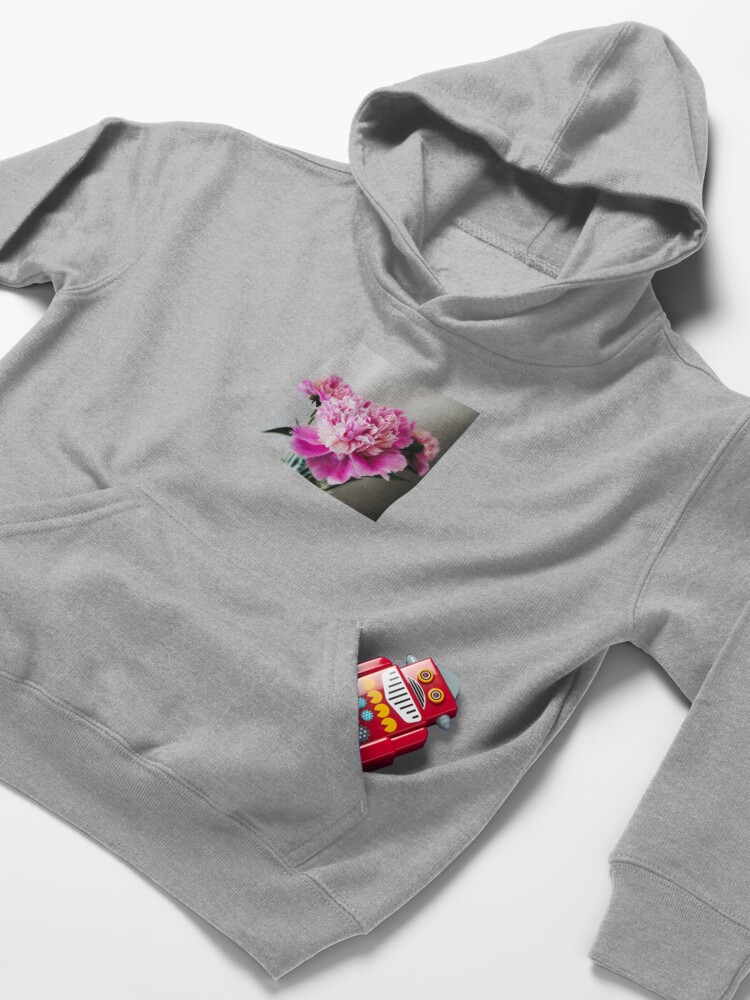 Alternate view of Gift for Gardener - Pink Peonies Kids Pullover Hoodie