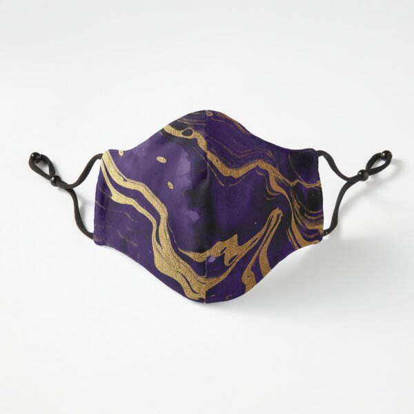 Dark Purple Ink Marble Texture with Gold Veins Fitted 3-Layer