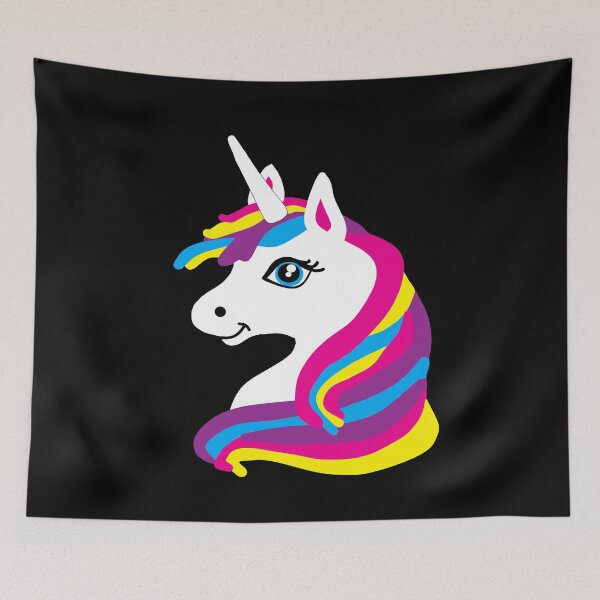 Item preview, Rainbow Unicorn with a Black Background designed and sold by Trace1234.