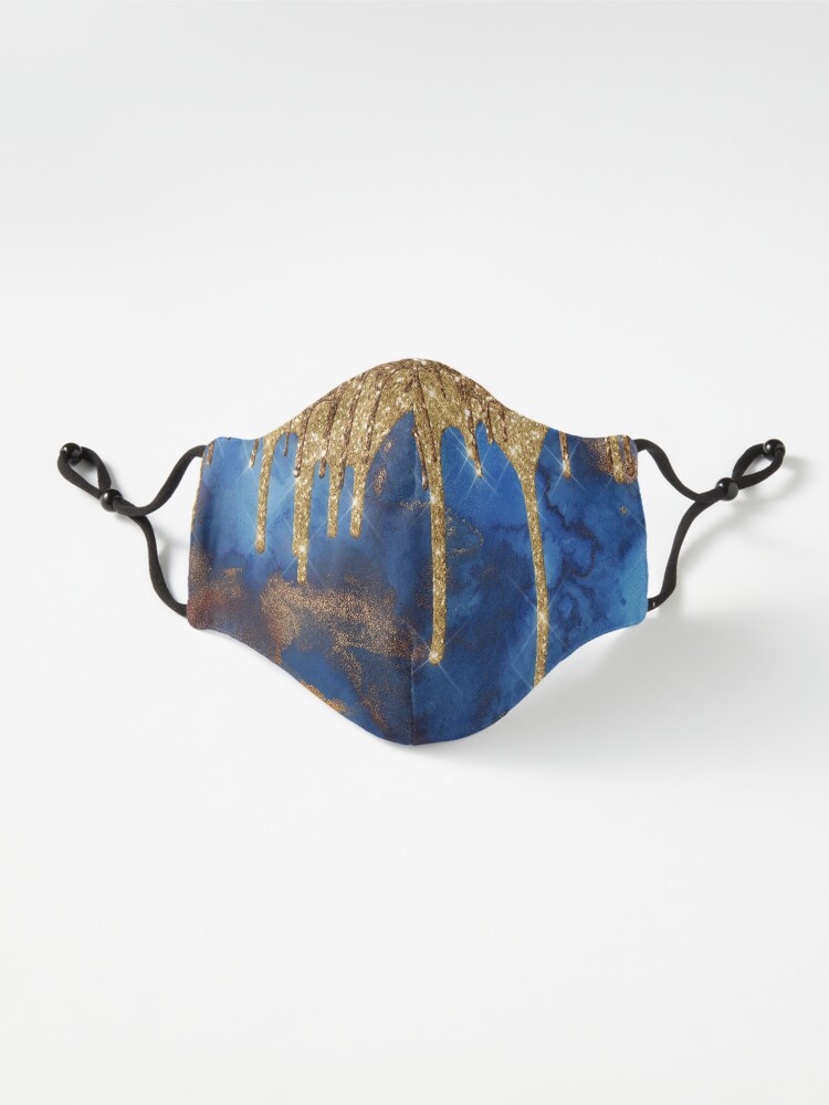 Alternate view of Gold Glitter Rain on Indigo Ink Marble Mask