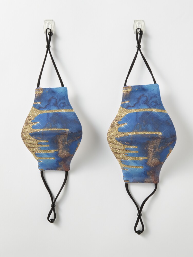 Alternate view of Gold Glitter Rain on Indigo Ink Marble Mask