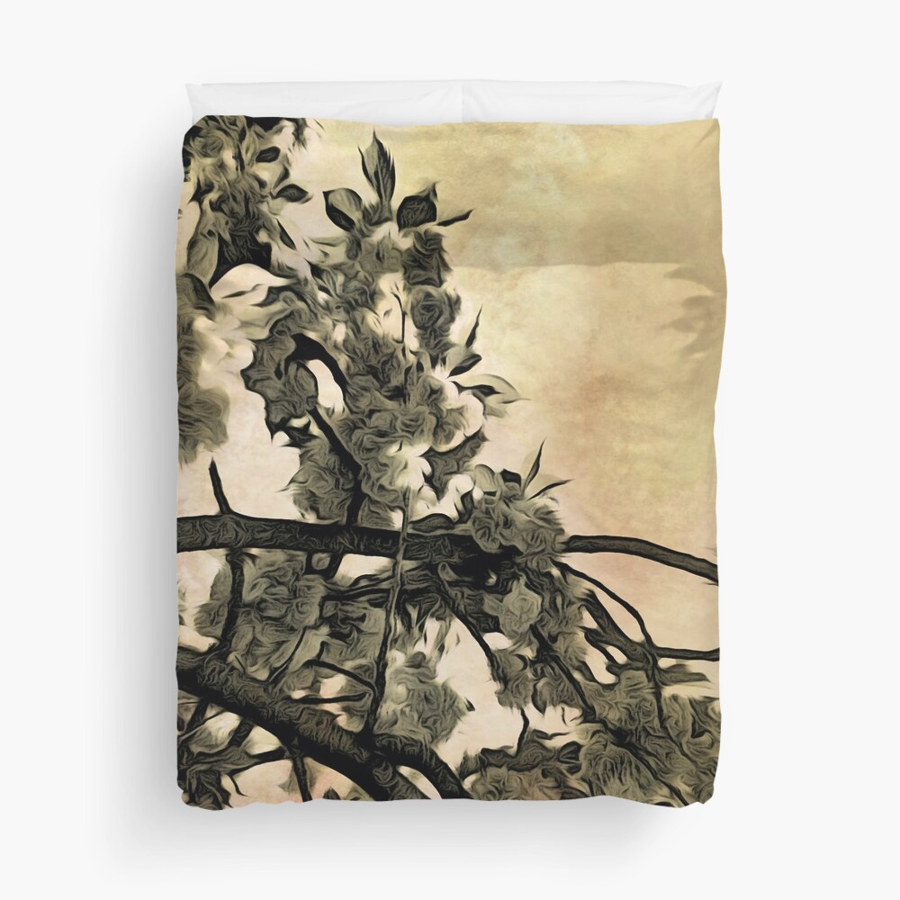 Brushed Cherry Blossoms - Flower Lovers Gift Duvet Cover