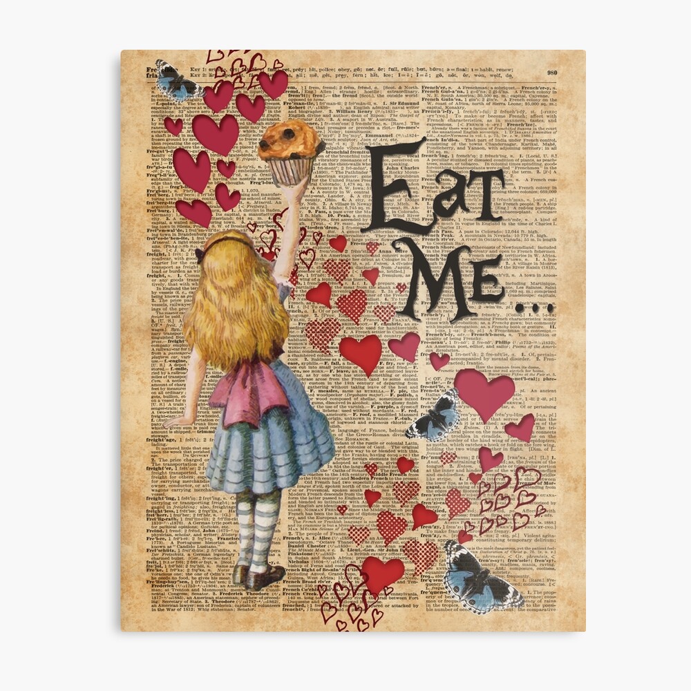 Drink Me Decor W7 H8.5 Hooped Canvas| Round Miniature Alice in Wonderland Wall art Original Acrylic painting