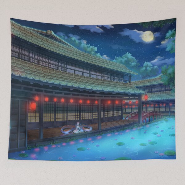 Item preview, Beautiful Japanese Fantasy House In Night designed and sold by Vector Scout Lab.