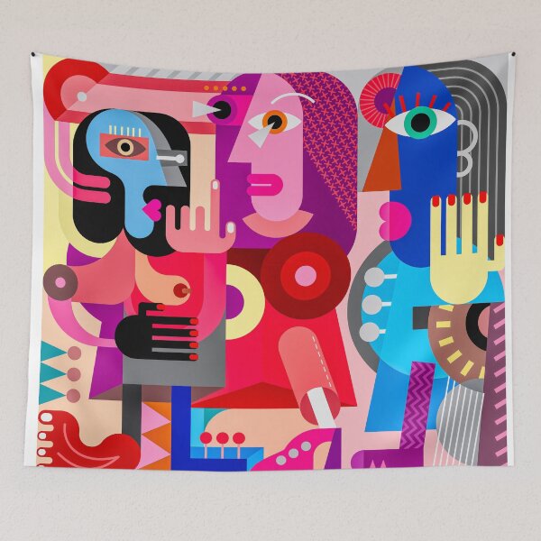 Item preview, Three Women Talking - culture women art modern abstract painting designed and sold by randomorder.