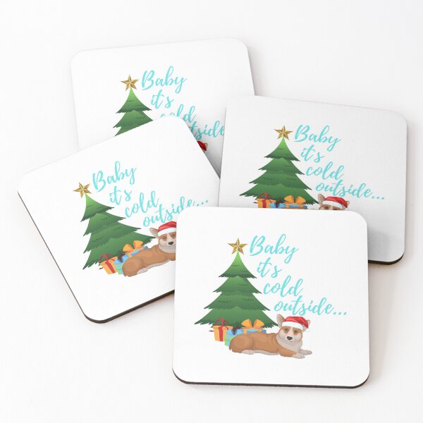 Item preview, 'Baby It`s Cold Outside...' Cute Corgi Claus In Front Of Christmas Tree  designed and sold by PandaSoul.