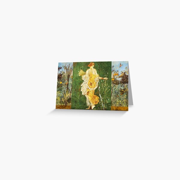 Aperçu de l'œuvre FLORE, POMPÉI, PEINTURES MURALES ROMAINES ANTIQUES Jardin de fleurs Oiseaux volants, coings et pommiers créée et vendue par BulganLumini.