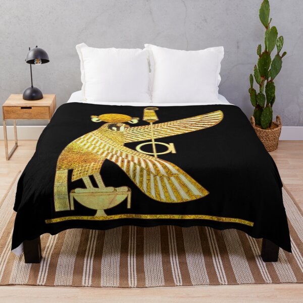 Golden Ra Egyptian Sun God Throw Blanket