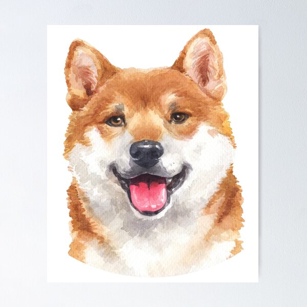 Artikel-Vorschau von Glückliche Shiba Inu Aquarellkunst, designt und verkauft von doglovershirts.