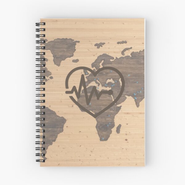 Item preview, World Map Heartbeat woodgrain designed and sold by mwagie.