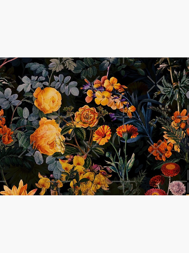 Vintage Botanical Golden Night Garden by UtArt