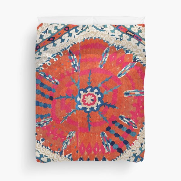 Large Medallion Suzani Bokhara Uzbekistan Embroidery Print Duvet Cover