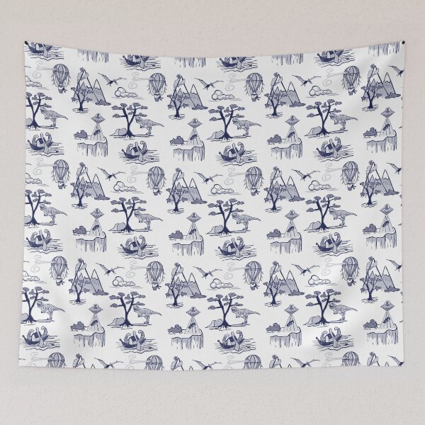 Item preview, Bad Day Toile pattern in Traditional Blue designed and sold by Quick Brown Fox Canada.